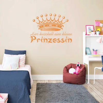 Produktbild von Wandtattoo - Wandaufkleber - Wandtattoo "Kuschel Prinzessin" - 60cm x 43cm orange - Dekoration Küche Wohnzimmer Wand
