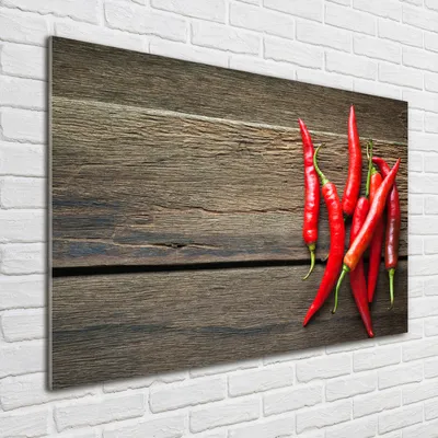 Produktbild von Tulup® Glas-Bild - 100 x 70 - Wandbild aus Glas - Wandkunst - Wandbild hinter gehärtetem Sicherheitsglas - Essen & Getränke - Chilischoten - Rot
