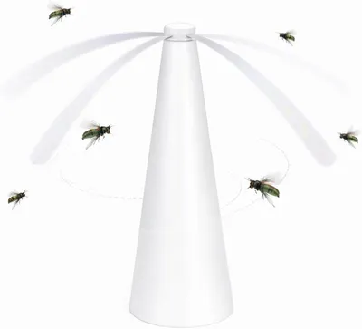 Produktbild von Fliegenventilator – Fliegenwedler & Wespenventilator für Tisch, Garten und Terrasse – Schutz für Speisen & Getränke (Weiß)