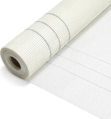 Immagine prodotto di Bettizia 50m² tessuto di rinforzo rete da intonaco (1m x 50m) 160g/m² tessuto da intonaco tessuto in fibra di vetro 4mm x 4mm fibra di vetro facciata bianca