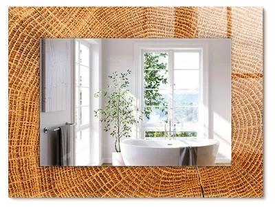 Produktbild von Querschnitt von Baumstammringen – Rechteckiger Spiegel mit Druck 80x60 cm – Modern - Dekorativ für die Wand