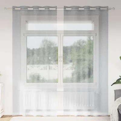 Zdjęcie produktu dla Firany Voile 2 pcs Ciemnoszary 260 x 140 cm Poliester