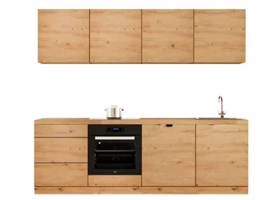 Produktbild von Küchenzeile 240 cm Ohne Arbeitsplatte Einbauküche Moderne Küchenzeile, Langen KL28-M240 Artisan Eiche