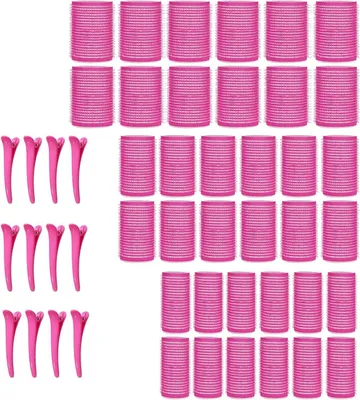 Produktbild von Haarroller-Set – Lockenwickler mit Clips – Für die Haarpflege – Selbsthaftend, keine Hitze – 3 Größen – Rosa