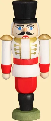 Productafbeelding van Kerstornament Husar, wit (9 cm), notenkraker van Seiffener volkskunst