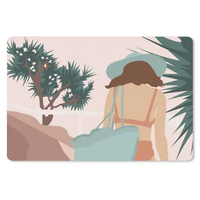 Produktbild von MuchoWow® Schreibtischunterlage Sommer - Frau - Abstrakt 60x40 cm - XXL Mauspad - Großes Mauspad
