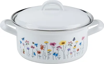 Image de Riess Casserole avec couvercle Ø18cm 1,6L Flora émail