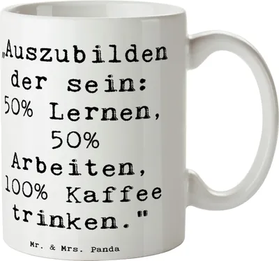 Produktbild von Mr. & Mrs. Panda Becher Spruch Auszubildender - Weiß - Geschenk, Tasse, Ausbildung, Teetasse, Kaffeepott, Keramikbecher, Berufspassion, Motivation, Kaffeebecher, Beruf