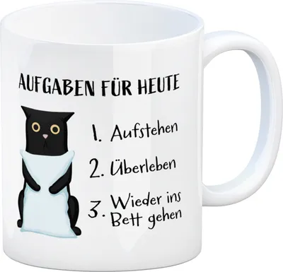 Produktbild von Aufgaben für heute Kaffeebecher mit müder Katze