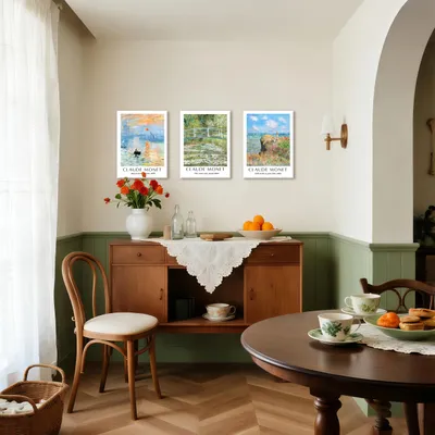 Image de Tableaux sur toile, dimensions 30 x 40 cm, lot de 3, avec cadre, pour salon