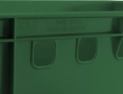 Image de 4x caisse à viande E3 caisse de boucherie 60x40x30cm apte au contact alimentaire, robuste, empilable - Eurokisten Lagerkiste Stapelkiste aus Deutschland, Farbe:dunkelgrün