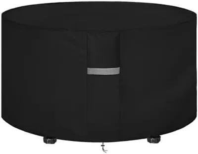 Produktbild von Dokon Gartenmöbel Abdeckung Wasserdicht Winddicht UV Beständiges Gartentisch Abdeckplane mit Belüftungsöffnungen Robustes Oxford-Gewebe Schutzhülle für Möbelsets Sitzgruppe Rund (Ø102x71cm) Schwarz