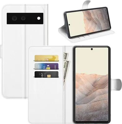 Produktbild von König Design Hülle kompatibel mit Google Pixel 6 Kunstleder Handyhülle - Handy Case Weiß