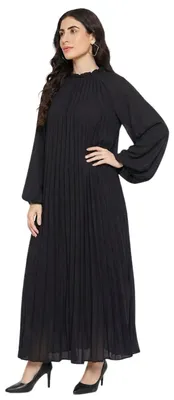 Produktbild von Zara Damen Maxikleid Plissee Schwarz XS