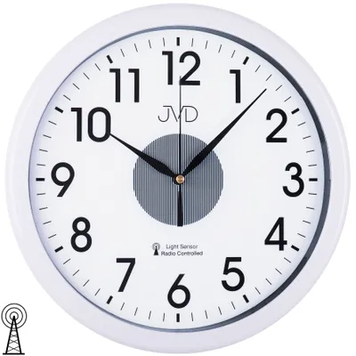 Produktbild von JVD RH692.1 Wanduhr Funk Funkwanduhr analog weiß rund mit Licht Beleuchtung
