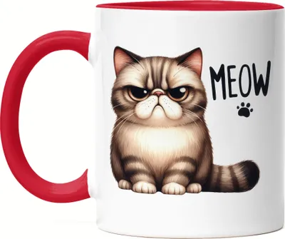 Produktbild von Meow Katze Grumpy Tasse Rot Lustig Geschenkidee für Katzenliebhaber