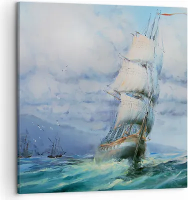 Produktbild von Bild auf Leinwand - Leinwandbild - Meer Segelschiff - 50x50cm - Wand Bild - Wanddeko - Wandbilder - Leinwanddruck - Bilder - Kunstdruck - Wanddekoration - Leinwand bilder - Wandkunst - AC50x50-3782