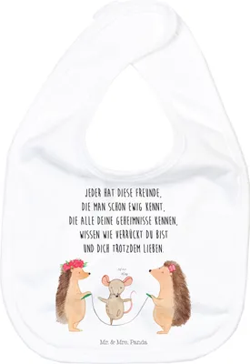 Produktbild von Mr. & Mrs. Panda Lätzchen Igel Seilhüpfen - Weiß - Geschenk, Babylätzchen, Für Babys, Lustige Sprüche, Sabber, Seilspringen, Schlabberlatz, Kinderlätzchen, Kinder, Maus