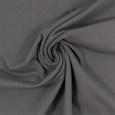 Produktbild von Bündchenstoff Heike Dunkelgrau, Uni 240 g/m², Strickschlauch glatt/fein, 50 cm Schlauch, Meterware