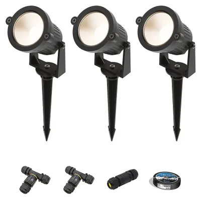 Produktbild von hoftronic LED Gartenstrahler 4,9W 425lm 3000K IP65 Schwarz 3er Set