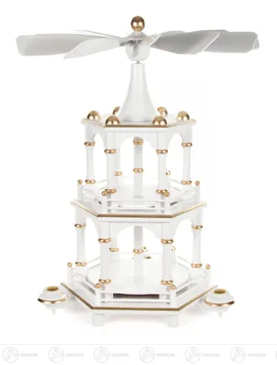 Produktbild von Pyramide unbestückt weiß, 2-stöckig, für Kerzen d=14mm Breite x Höhe x Tiefe 31,5 cmx38 cmx31,5 cm NEU