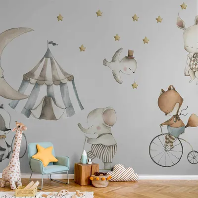 Produktbild von Vlies Fototapete - Animals for Children (Watercolour) 350x256 cm Für Kinder e-C-10074-a-a