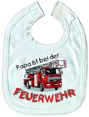 Produktbild von (07083) Baby-Lätzchen mit Druckmotiv "Papa ist bei der Feuerwehr"