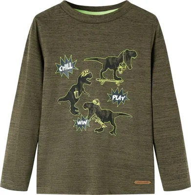 Produktbild von Kinder-Langarmshirt Dunkles Khaki Melange 116