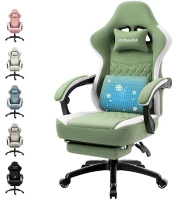 Produktbild von Gaming-Stuhl Stoff, Taschenfederkissen, Massage, Kopf-/Fußstütze Grün