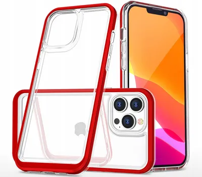 Zdjęcie produktu dla Clear 3in1 etui iPhone 14 Pro Max silikonowy pokrowiec z ramką czerwone