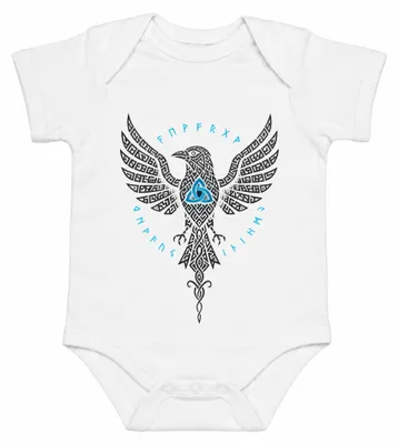Image de Wikinger, Rabe, runes nordiques, triquetra, nœud celtique, body pour bébé, blanc, taille 12/18