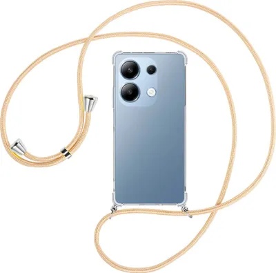 Produktbild von Handykette Backcover-Schutzhülle mit Band (Metall silberfarben) für Xiaomi Redmi Note 13 Pro 4G - Goldkordel