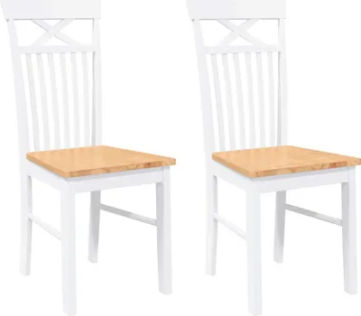 Produktbild von vidaXL Esszimmerstühle 2 Stk. Weiß Massivholz Gummibaum