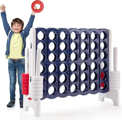 Imagen del producto de Silecomplaza, juego de mesa "4 en raya" para jugar en grupo, con 42 fichas grandes, deslizadores para reiniciar rápidamente, ideal para niños y adultos (blanco)