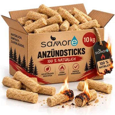 Produktbild von 10kg Anzündsticks Kaminanzünder Holzwolle Grillanzünder Feueranzünder Presslinge