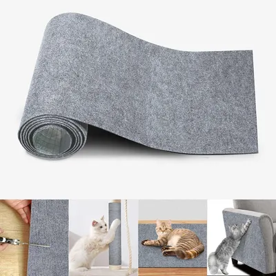 Produktbild von Selbstklebende Kratzmatte 40x200cm, zuschneidbar, Möbelschutz für Sofa & Wand, DIY Katzenkratzmatte, Hellgrau, Polyester-Vlies