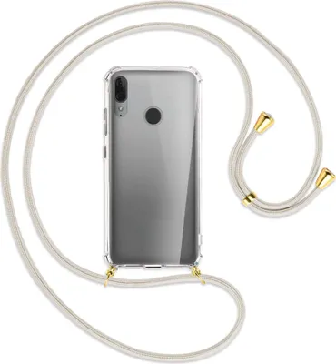 Produktbild von Handykette Backcover-Schutzhülle mit Band (Metall goldfarben) für Motorola Moto E6 Plus - broken white