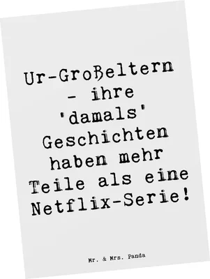 Produktbild von Mr. & Mrs. Panda Fotokarte Spruch Ur-Großeltern Geschichten - Weiß - Geschenk, Grußkarte, Familie, Erzählungen, Postkarten, Kunstkarten, Humor, bildkarte, handgemacht