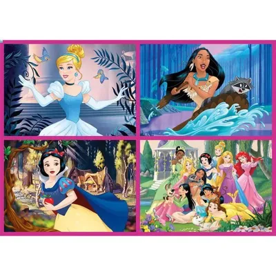 Image de Puzzle Disney Princess 4 en 1 - Disponible en boîtes de 50, 80, 100 ou 150 pièces.
