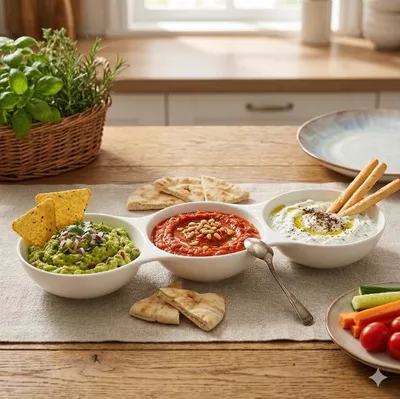 Obrázek produktu pro Třídílná servírovací mísa Dip tray FLORINA ADRIA 33 x 10,2 cm