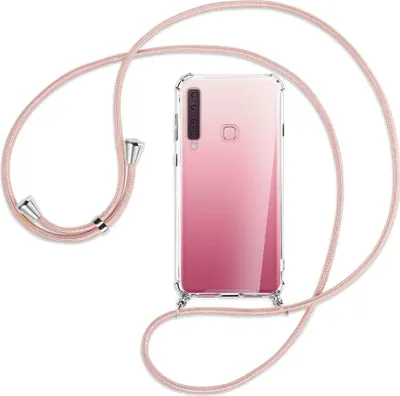Produktbild von Handykette Backcover-Schutzhülle mit Band (Metall silberfarben) für Samsung Galaxy A9 2018 - roségold