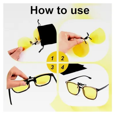 Produktbild von Polarisiert Nachtfahrbrille, Gelb - Nachtsichtbrille für Autofahrer und Brillenträger als Clip-On Überbrille, Leicht, Anti-Blendung für Männer und Frauen, Outdoor, Nachtfahren