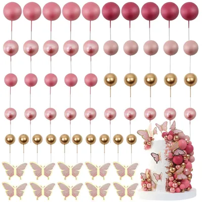 Image de Boules de décoration pour gâteaux - Lot de 60 pièces roses
