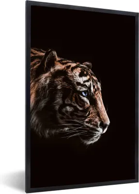 Produktbild von MuchoWow® MuchoWow® Gerahmtes Poster Tiger - Porträt - Raubtier 60x90 cm - Poster mit zchwarzem Bilderrahmen - Kunst