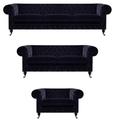Zdjęcie produktu dla Exklusive Chesterfield Sofas Designer Dreisitzer 2-Sitzer Textilsessel