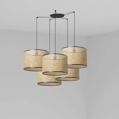 Produktbild von MAMBO Hängelampe schwarz/rattan ø450 5L 64314-49-5L