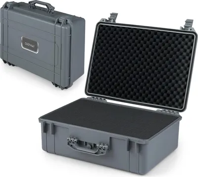 Produktbild von GOPLUS Outdoor Fotokoffer, Universal Transportkoffer mit Rasterschaumstoff, Kamerakoffer wasserdicht für Kameras, Drohnen, Grau, 56 x 44 x 22 cm