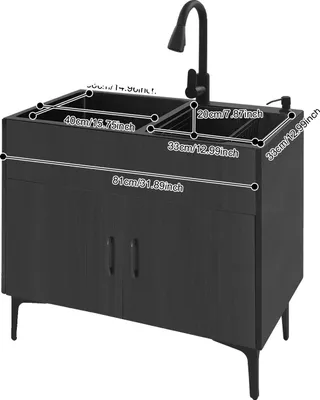 Produktbild von Küchenspüle, Doppelbecken, Ausziehbarer Wasserhahn, schwarz