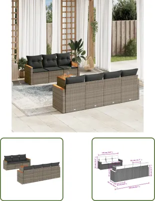 Produktbild von The Living Store 8-tlg. Garten-Sofagarnitur mit Kissen Grau Poly Rattan