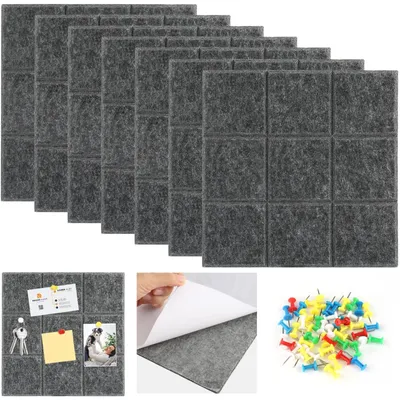 Imagen del producto de Omgoods - Tablero de fieltro autoadhesivo grande - 30 x 30 cm, con 50 chinchetas